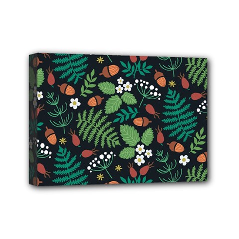 Pattern Forest Leaf Flower Motif Mini Canvas 7  x 5  (Stretched) from ArtsNow.com