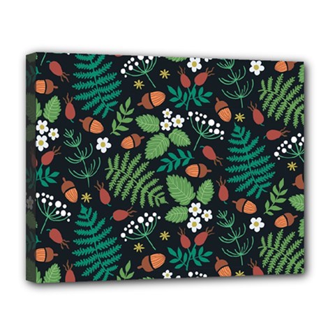 Pattern Forest Leaf Flower Motif Canvas 14  x 11  (Stretched) from ArtsNow.com