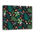 Pattern Forest Leaf Flower Motif Canvas 14  x 11  (Stretched)