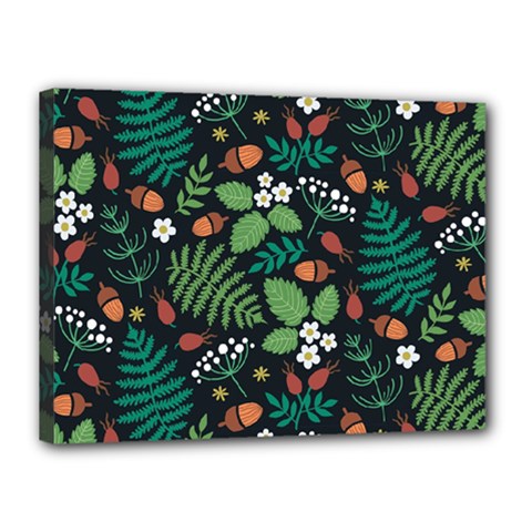 Pattern Forest Leaf Flower Motif Canvas 16  x 12  (Stretched) from ArtsNow.com