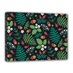Pattern Forest Leaf Flower Motif Canvas 16  x 12  (Stretched)