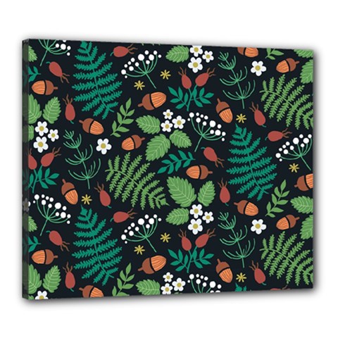 Pattern Forest Leaf Flower Motif Canvas 24  x 20  (Stretched) from ArtsNow.com