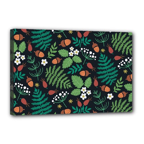 Pattern Forest Leaf Flower Motif Canvas 18  x 12  (Stretched) from ArtsNow.com