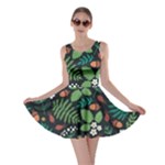 Pattern Forest Leaf Flower Motif Skater Dress