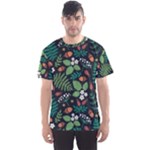 Pattern Forest Leaf Flower Motif Men s Sport Mesh T-Shirt