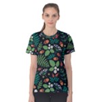 Pattern Forest Leaf Flower Motif Women s Cotton T-Shirt
