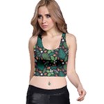 Pattern Forest Leaf Flower Motif Racer Back Crop Top