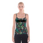 Pattern Forest Leaf Flower Motif Spaghetti Strap Top