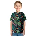 Pattern Forest Leaf Flower Motif Kids  Sport Mesh T-Shirt