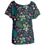 Pattern Forest Leaf Flower Motif Women s Oversized T-Shirt