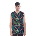 Pattern Forest Leaf Flower Motif Men s Basketball Tank Top