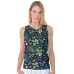 Pattern Forest Leaf Flower Motif Women s Basketball Tank Top
