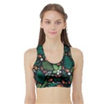 Pattern Forest Leaf Flower Motif Sports Bra with Border