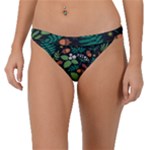 Pattern Forest Leaf Flower Motif Band Bikini Bottoms