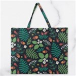 Pattern Forest Leaf Flower Motif Zipper Large Tote Bag