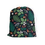 Pattern Forest Leaf Flower Motif Drawstring Pouch (XL)
