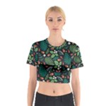 Pattern Forest Leaf Flower Motif Cotton Crop Top