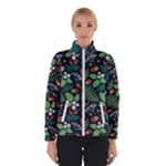 Pattern Forest Leaf Flower Motif Women s Bomber Jacket