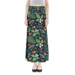 Pattern Forest Leaf Flower Motif Full Length Maxi Skirt