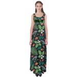 Pattern Forest Leaf Flower Motif Empire Waist Maxi Dress