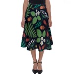 Pattern Forest Leaf Flower Motif Perfect Length Midi Skirt