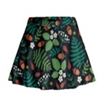 Pattern Forest Leaf Flower Motif Mini Flare Skirt
