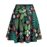Pattern Forest Leaf Flower Motif High Waist Skirt