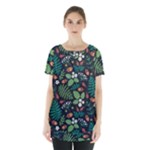 Pattern Forest Leaf Flower Motif Skirt Hem Sports Top