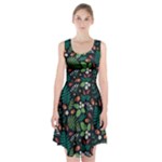 Pattern Forest Leaf Flower Motif Racerback Midi Dress
