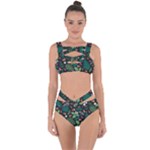 Pattern Forest Leaf Flower Motif Bandaged Up Bikini Set 