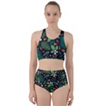 Pattern Forest Leaf Flower Motif Racer Back Bikini Set