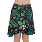 Pattern Forest Leaf Flower Motif Chiffon Wrap Front Skirt