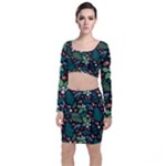 Pattern Forest Leaf Flower Motif Top and Skirt Sets