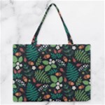 Pattern Forest Leaf Flower Motif Zipper Medium Tote Bag
