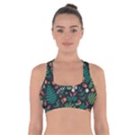 Pattern Forest Leaf Flower Motif Cross Back Sports Bra