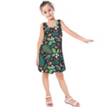 Pattern Forest Leaf Flower Motif Kids  Sleeveless Dress