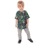 Pattern Forest Leaf Flower Motif Kids  Raglan T-Shirt