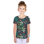Pattern Forest Leaf Flower Motif Kids  One Piece T-Shirt