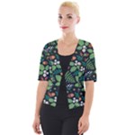 Pattern Forest Leaf Flower Motif Cropped Button Cardigan
