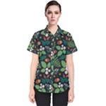 Pattern Forest Leaf Flower Motif Women s Short Sleeve Shirt
