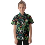 Pattern Forest Leaf Flower Motif Kids  Short Sleeve Shirt