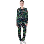 Pattern Forest Leaf Flower Motif Casual Jacket and Pants Set