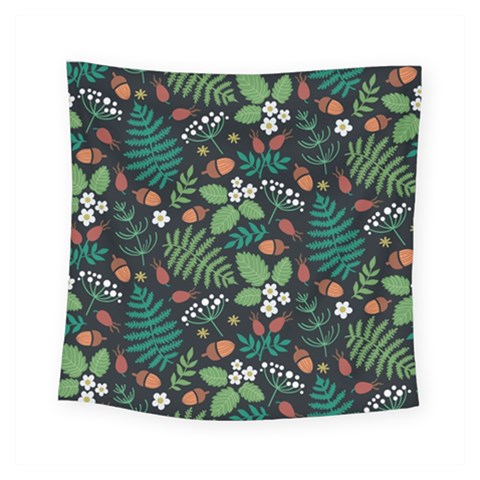 Pattern Forest Leaf Flower Motif Square Tapestry (Small) from ArtsNow.com