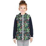Pattern Forest Leaf Flower Motif Kids  Hooded Puffer Vest