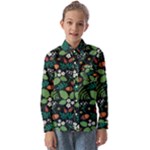 Pattern Forest Leaf Flower Motif Kids  Long Sleeve Shirt