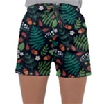 Pattern Forest Leaf Flower Motif Sleepwear Shorts