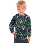 Pattern Forest Leaf Flower Motif Kids  Hooded Pullover