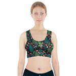 Pattern Forest Leaf Flower Motif Sports Bra With Pocket