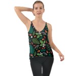 Pattern Forest Leaf Flower Motif Chiffon Cami