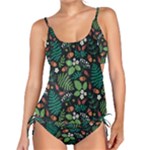 Pattern Forest Leaf Flower Motif Tankini Set